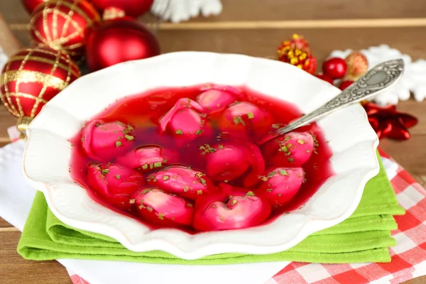 Traditional polish red borscht — Stock Photo, Image