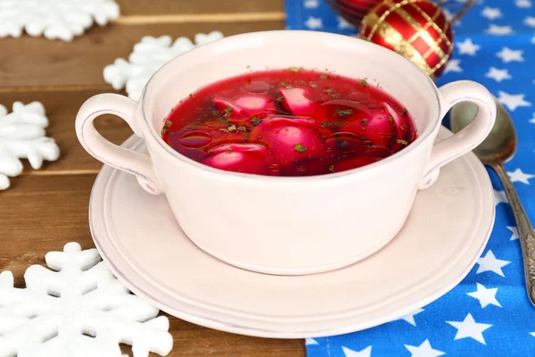 Traditional polish red borscht — Stock Photo, Image