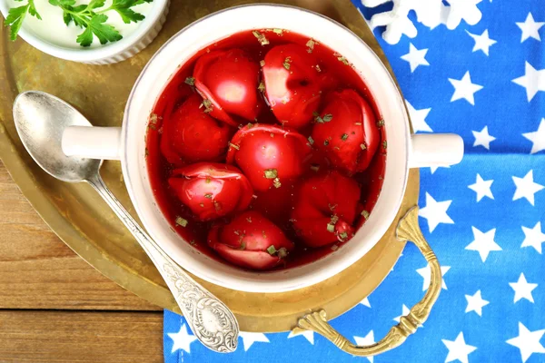 Traditional polish red borscht — Stock Photo, Image