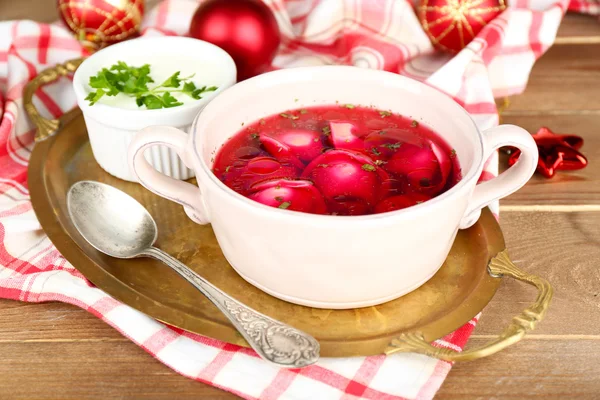 Traditional polish red borscht — Stock Photo, Image