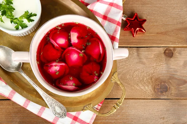 Traditional polish red borscht — Stock Photo, Image