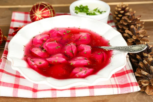 红色传统波兰罗宋汤 — 图库照片