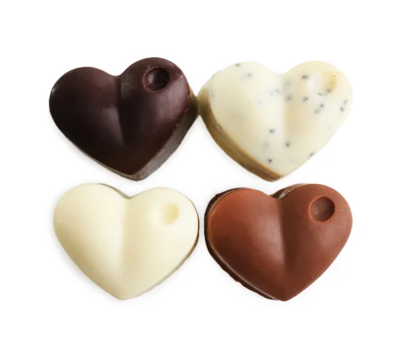 Leckere Schokoladenbonbons isoliert auf weiß — Stockfoto