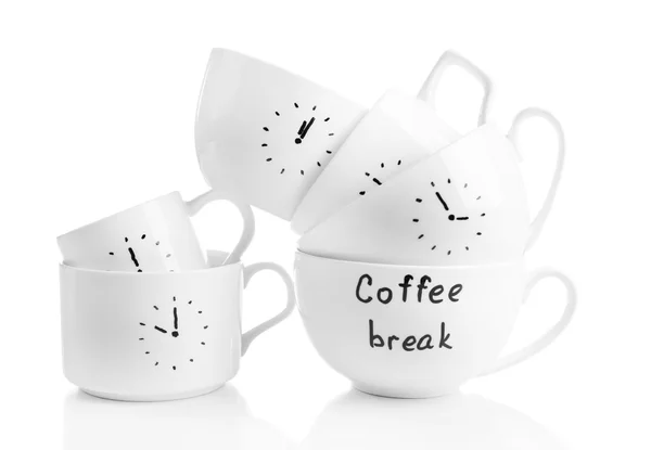 Coffee cups with time for break — Stock Photo, Image