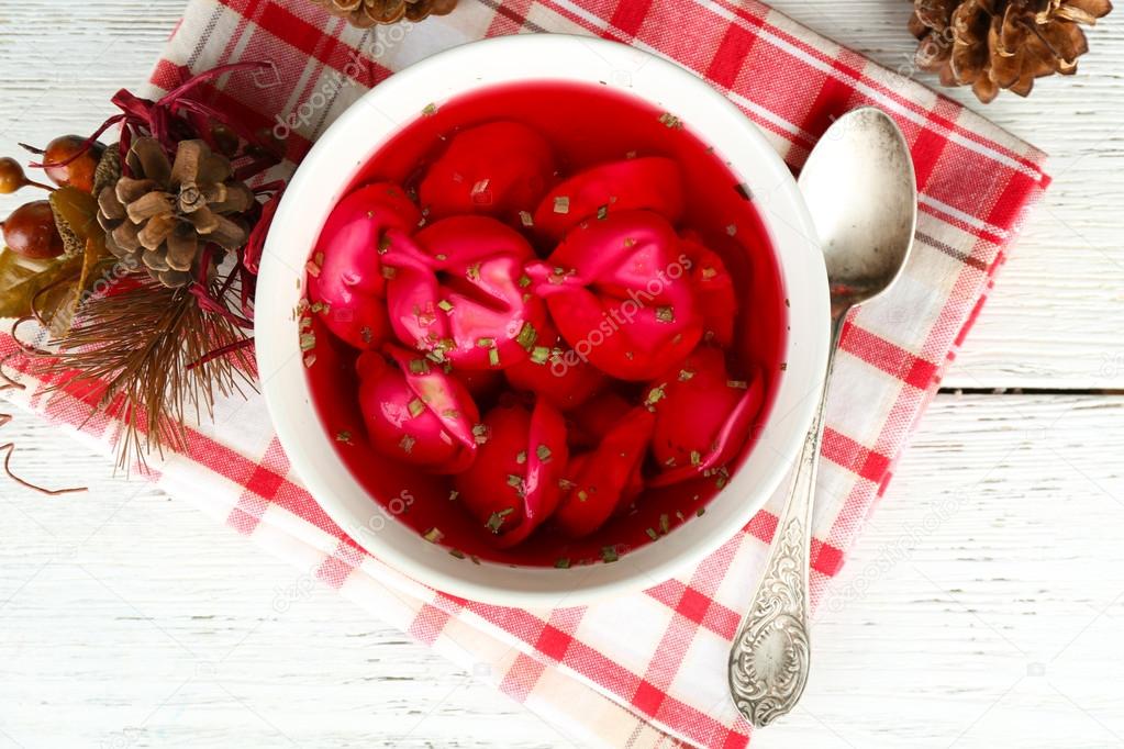 Traditional polish red borscht