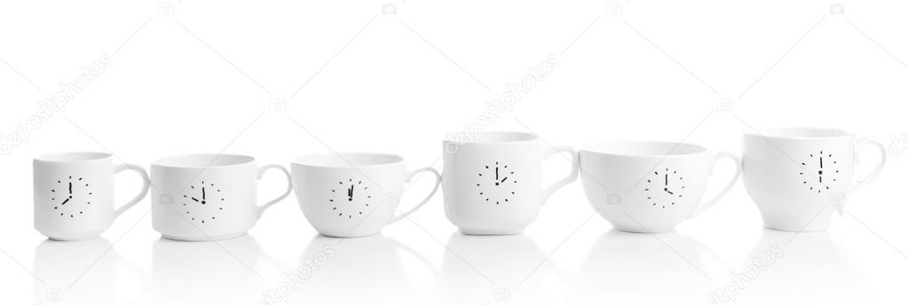 Coffee cups with time for break