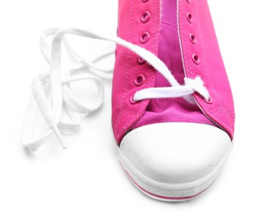 Beyaz izole ayakkabı bağı, bağlama işlemi