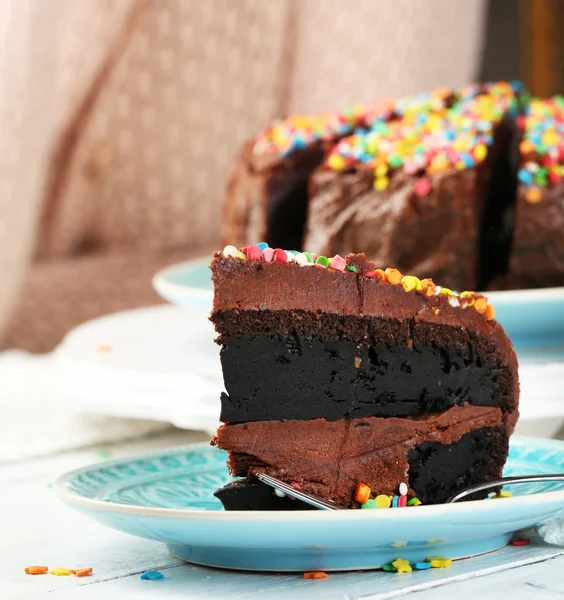 Drankje met chocolade cake — Stockfoto