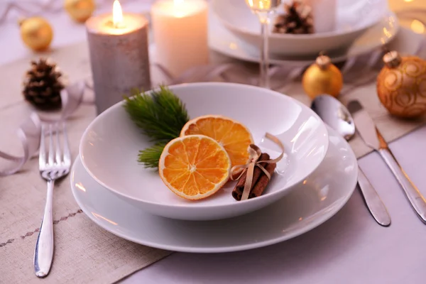 Krásné vánoční nastavení stolu — Stock fotografie