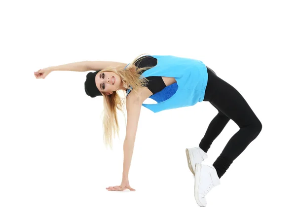 Danseuse hip hop dansant isolée sur blanc — Photo