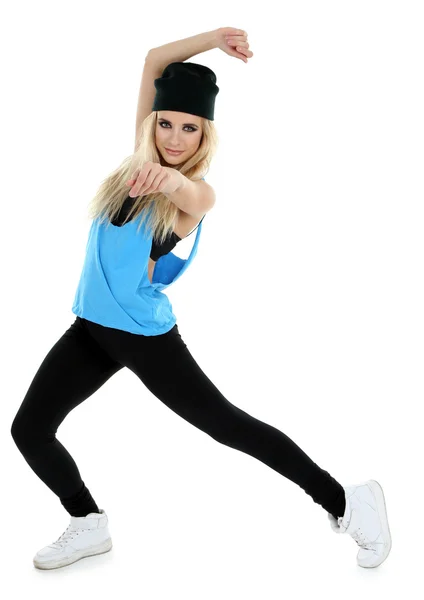 Hip hop danser dansen geïsoleerd op wit — Stockfoto