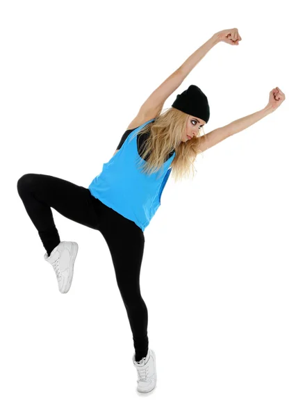 Hip hop danser dansen geïsoleerd op wit — Stockfoto