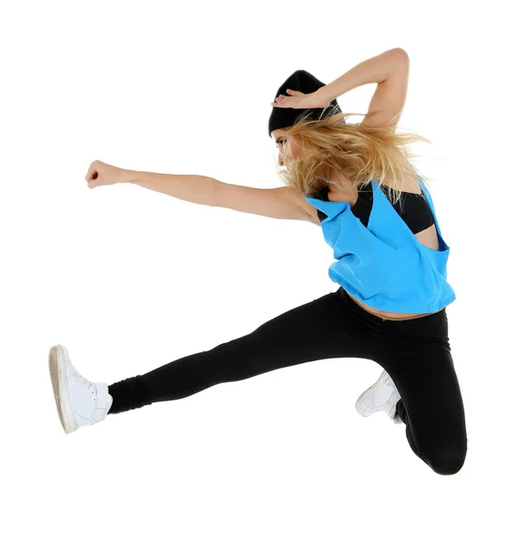 Hip hop danser dansen geïsoleerd op wit — Stockfoto