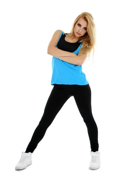 Danseuse hip hop dansant isolée sur blanc — Photo