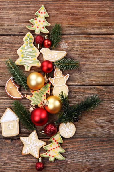 Biscuits au pain d'épice et décoration de Noël — Photo