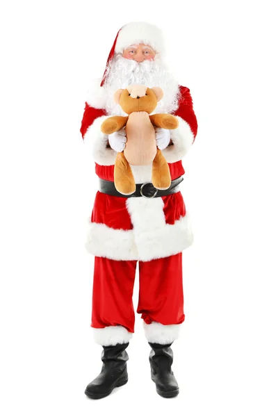 Santa Claus holding present isolated on white background — Stock Photo, Image