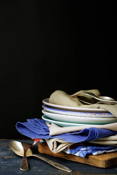 复古餐具和餐巾 — 图库照片