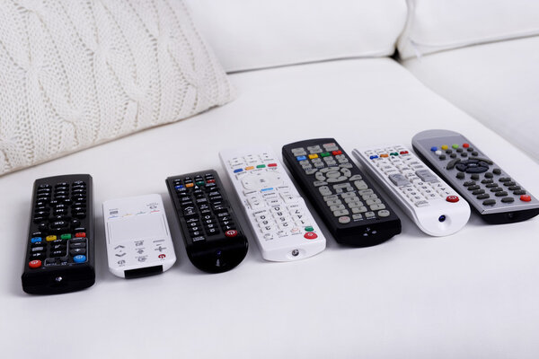 Remote control devices on sofa