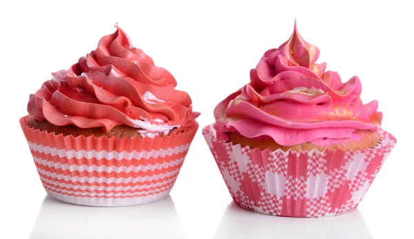 Deliziosi cupcake isolati su bianco — Foto Stock