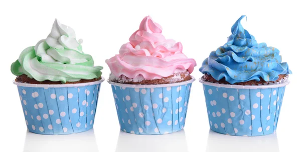 Deliziosi cupcake isolati su bianco — Foto Stock