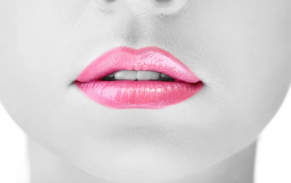 Glamour roze glans lippen — Stockfoto