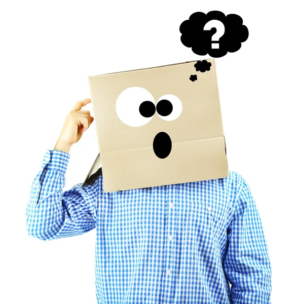 Man with cardboard box — Stock Photo, Image