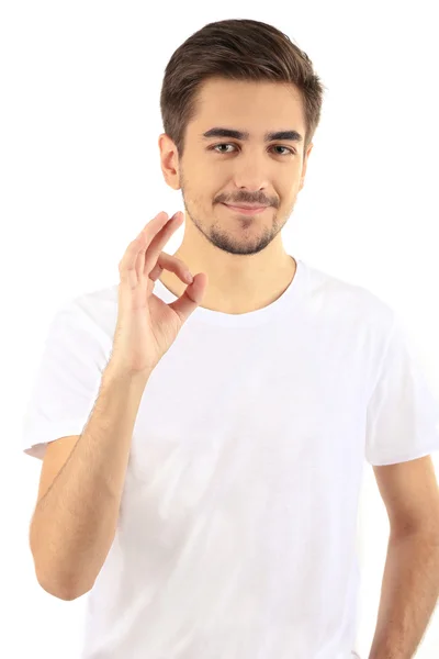 Beau jeune homme isolé sur blanc — Photo