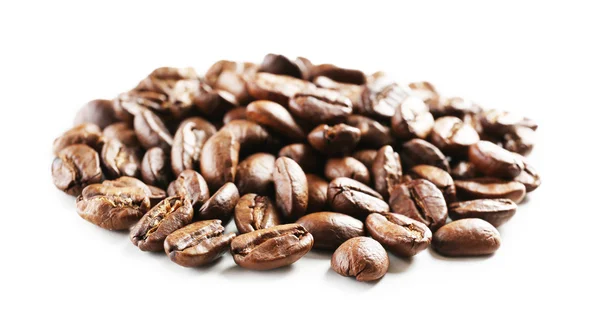 Kaffebönor, isolerad på vit — Stockfoto