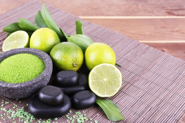 Spa natürmort bambu hasır üzerinde