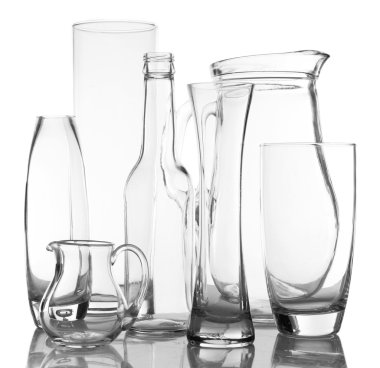 Farklı cam üzerinde beyaz izole