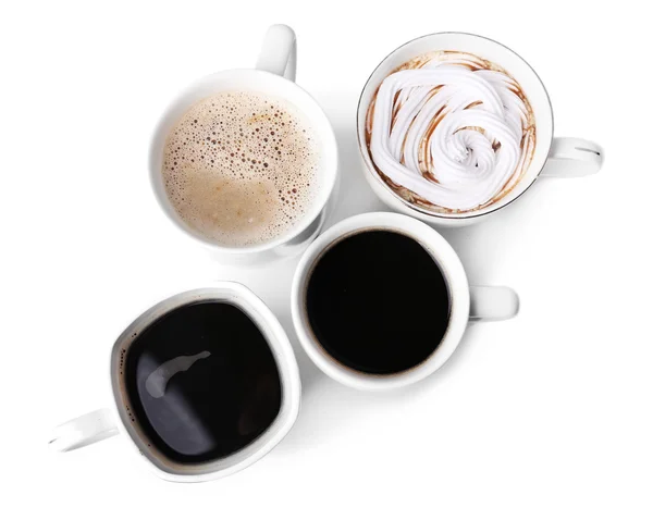 Montones de tazas de café sobre fondo blanco — Foto de Stock