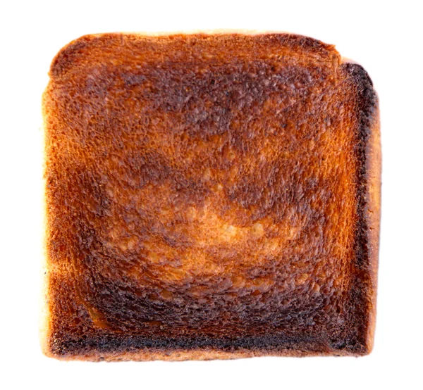 Verbrande toast brood geïsoleerd op witte achtergrond — Stockfoto