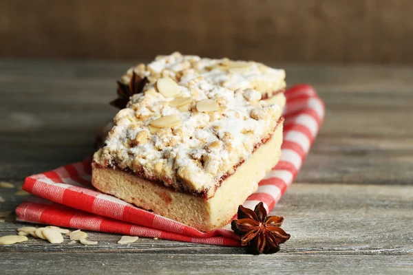 Tasty homemade pie on wooden table — Stock Photo, Image