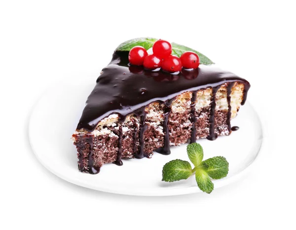 Chocolate cake isolated on white — Stock Photo, Image