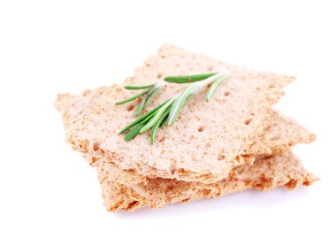 Crispbread dal biberiye beyaz arka plan üzerinde izole ile