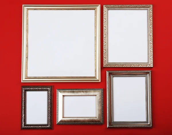 Vintage photo frames on wallpaper background — Stock Photo, Image