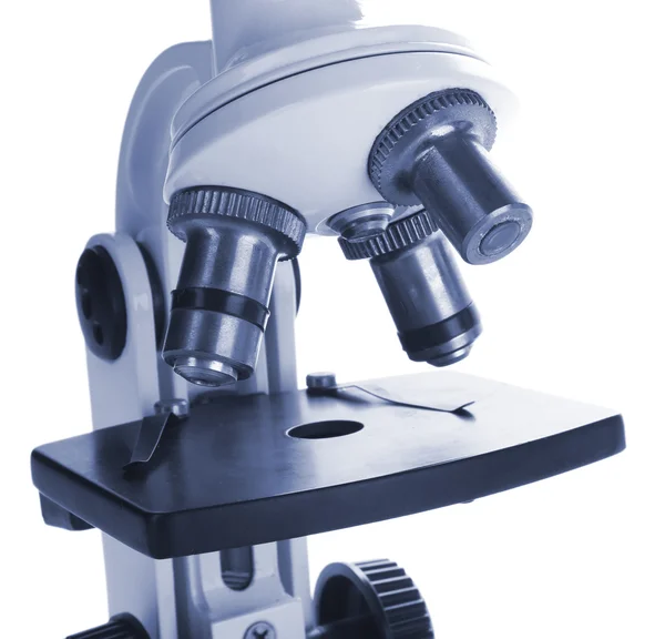 Mikroskop närbild, isolerade på vit — Stockfoto