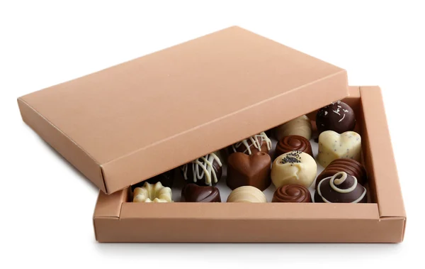 Läcker choklad godis i presentförpackning isolerad på vit — Stockfoto
