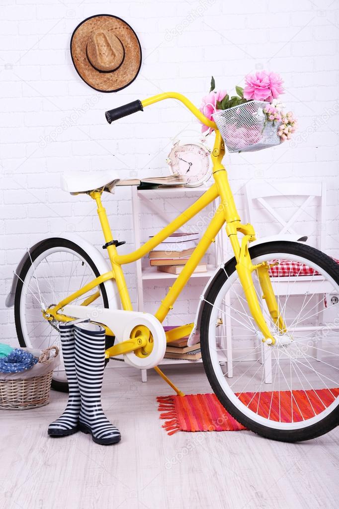 Yellow retro bicycle