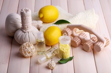 Spa natürmort ahşap plakalar arka plan üzerinde