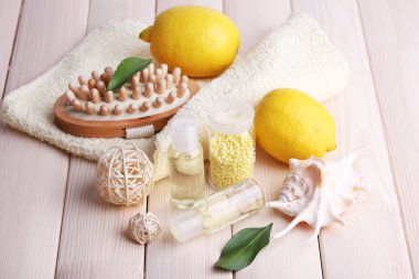 Spa natürmort ahşap plakalar arka plan üzerinde