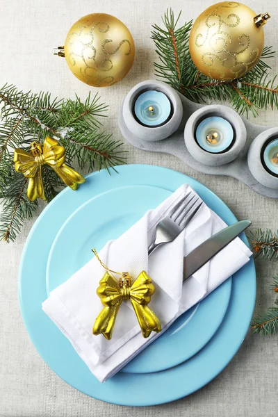 Kerst tafel dekken — Stockfoto