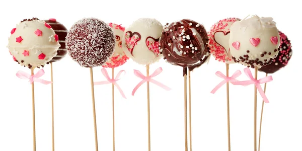 Välsmakande cake pops, isolerad på vit — Stockfoto