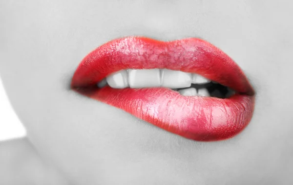 Glamour labios de brillo rojo — Foto de Stock