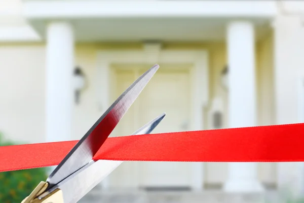 Grand opening, cutting red ribbon — Stock Photo, Image