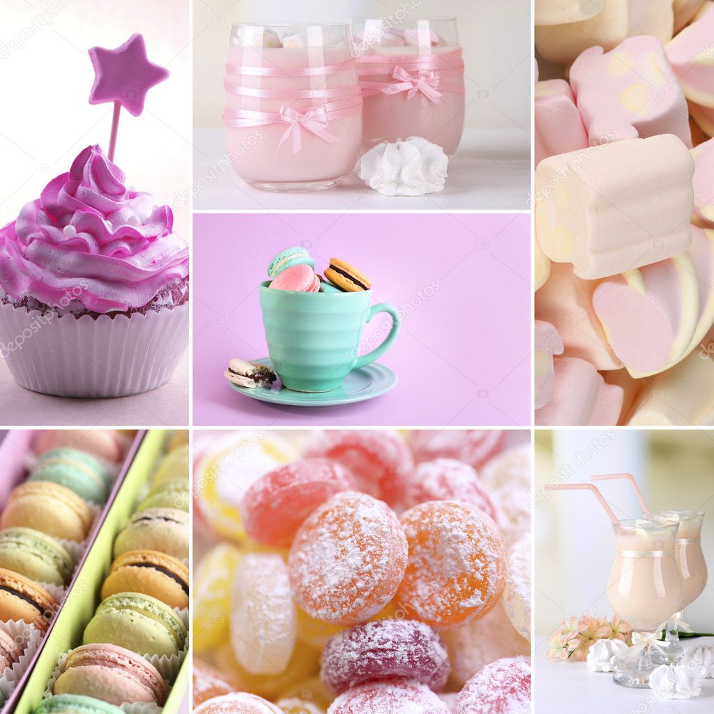 Different delicious desserts in collage