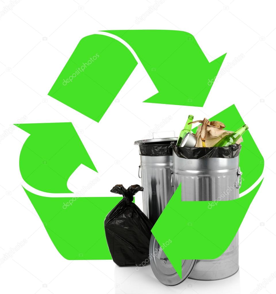 Recycling bins isolated on white, Recycle concept — Stock Photo