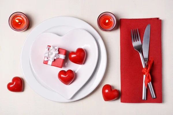 Table setting for Valentines Day — Stock Photo, Image