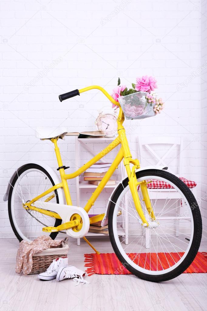 Yellow retro bicycle