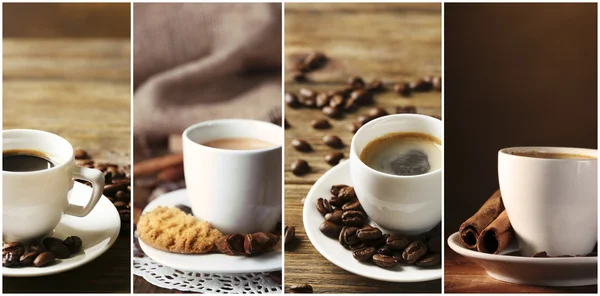 Different cups of coffee in collage — Stock Photo, Image